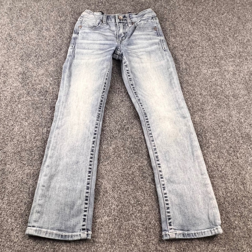 BKE Boys Conner Bootcut Jeans Light Wash Size 8 Regular Adjustable Waist